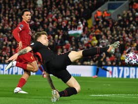 Atletico Madrid's former Burnley defender Kieran Trippier controls the ball during the UEFA Champions league Round of 16 second leg football match between Liverpool and Atletico Madrid at Anfield in Liverpool