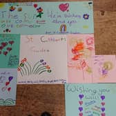 A selection of the cards and pictures made by the girl guides for care home residents in Burnley