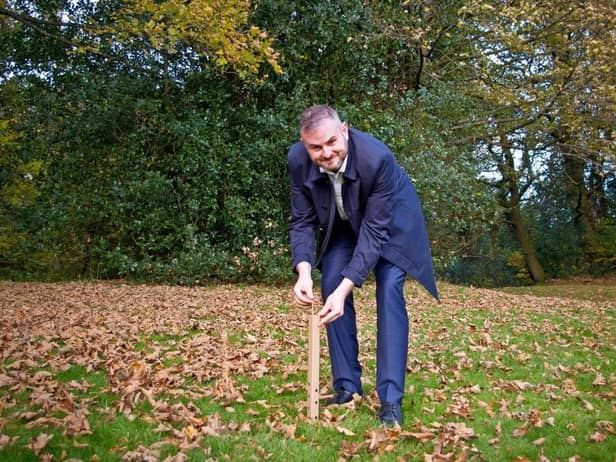Pendle MP Andrew Stephenson planting a tree