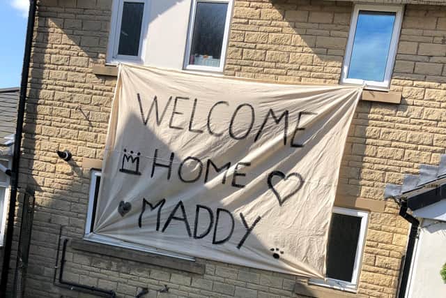 A welcome home banner at Maddy's home in Brierfield