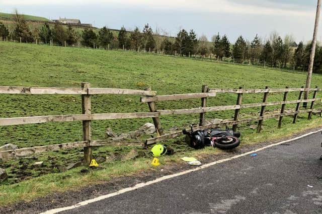 A motorcyclist was found with "serious back injuries" after a collision in East Lancashire. (Credit: Lancashire Police)