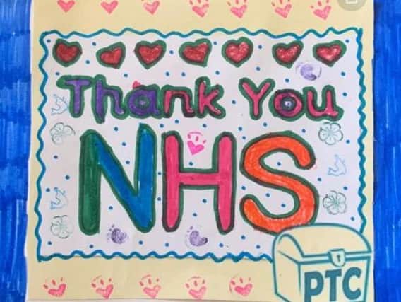 One of the thank-you cards designed and created by the children.