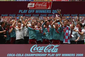 Burnley celebrate their play-off final victory in 2009