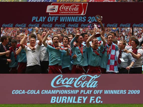 Burnley celebrate their play-off final victory in 2009