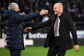 Sean Dyche greets Jose Mourinho before Burnley's last game