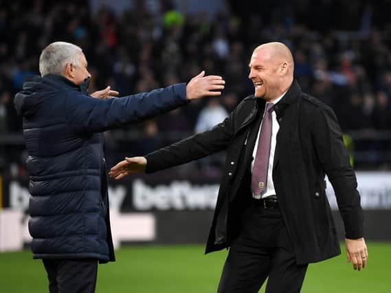 Sean Dyche greets Jose Mourinho before Burnley's last game