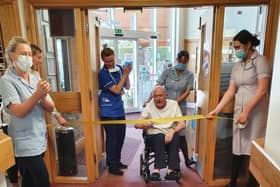 The first patient Michael Naylor officially opens the emergency eight-bedroom unit at Pendleside
