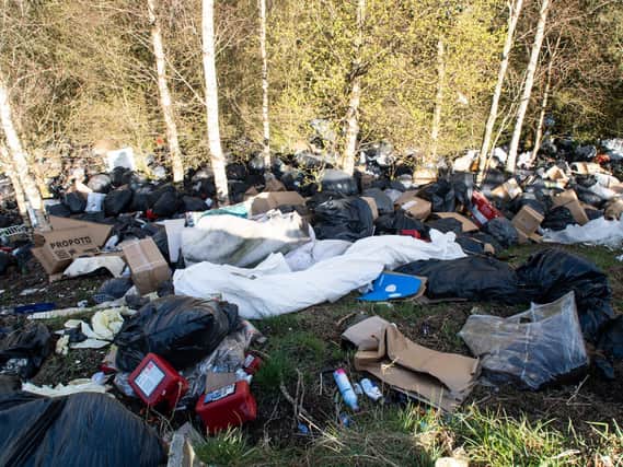 Fly-tipping in Bacup Road, Cliviger