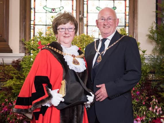 Mayor of Burnley, Coun. Anne Kelly, and her consort, husband John