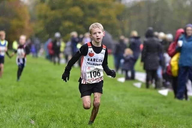Harry shows his form at a cross country competition with the Barlick Fell runners (photo by David Belshaw)