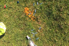 Cannisters and bottles left behind on Chris' land