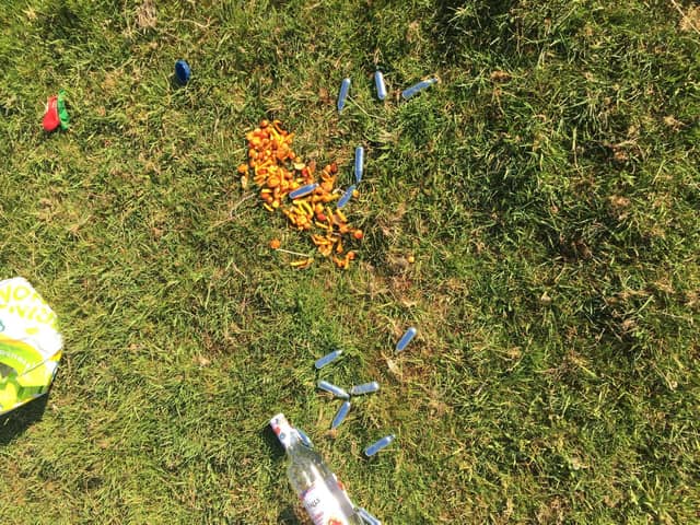 Cannisters and bottles left behind on Chris' land