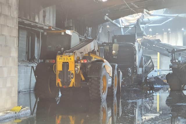 Four tractors and a JCB2 were destroyed in the blaze at Equestrian Surfaces Ltd