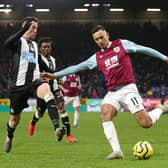 Burnley winger Dwight McNeil in action against Newcastle United at Turf Moor
