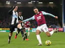 Burnley winger Dwight McNeil in action against Newcastle United at Turf Moor