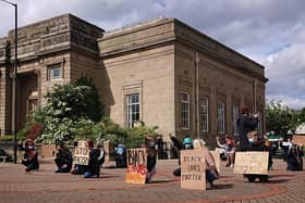 The vigil outside Burnley Central Library