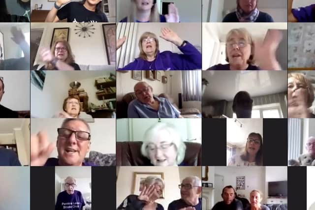 Some of the choir enjoying a virtual sing-along