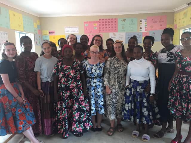 Charlotte (centre, eighth from right) in Tanzania earlier this year.