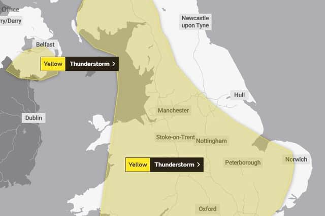 The Met Office has issued a yellow weather warning for thunderstorms across much of the UK today (June 17).