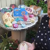 Tracey Smith with some of her painted pebbles that are helping to raise money for Pendleside Hospice