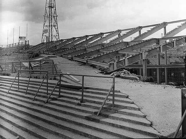 The new terracing at the Beehole End of Turf Moor taking shape, exactly 50 years ago