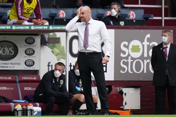 Burnley boss Sean Dyche in position at Turf Moor