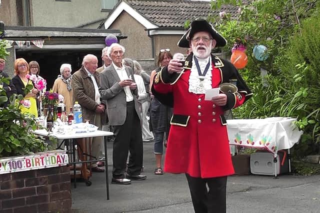 Clitheroe Town Crier, Roland Hailwood attends the birthday celebrations