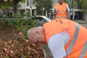 Tyson Fury films his dad weeding in Morecambe.