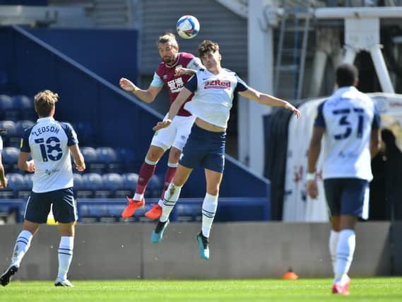 Jay Rodriguez competes in the air.   PICTURE: PNE