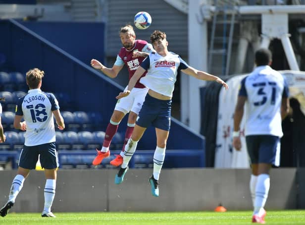 Jay Rodriguez competes in the air.   PICTURE: PNE