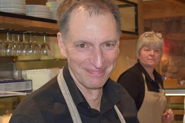 Stephen helps out in the hospice cafe