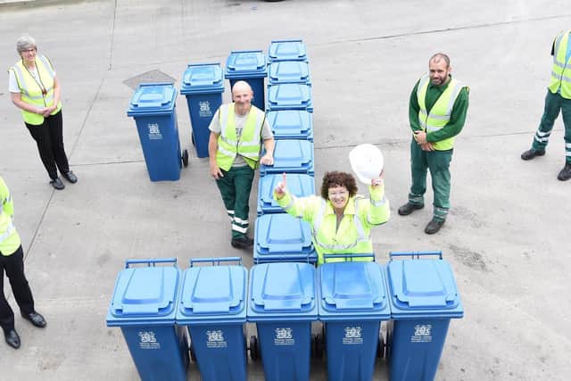 RVBC's waste management officer, Linda Boyer (front), with (clockwise from the left) refuse manager Phil Samosa, depot administration officer Helen Smith, refuse loader Lee Pinder, driver Mick Smith and casual loader Kian Farnworth