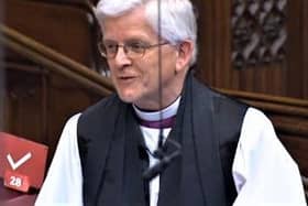 The Bishop of Blackburn, Rt Rev Julian Henderson, gives his maiden speech to the House of Lords. Picture courtesy: www.parliamentlive.tv