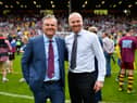 Chairman Mike Garlick and Sean Dyche, Manager of of Burnley after the Sky Bet Championship between Charlton Athletic and Burnley at the Valley on May 7, 2016 in London, United Kingdom. (Photo by Justin Setterfield/Getty Images)