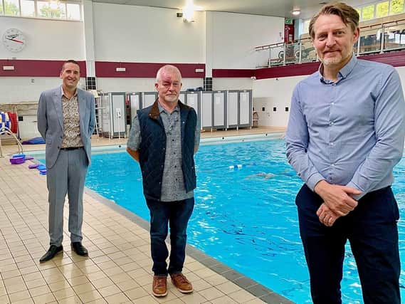 Pictured from left, Burnley Leisure area manager Scott Bryce, Patrick Ellins and Neil Hutchinson, Burnley Leisure’s head of group operations.