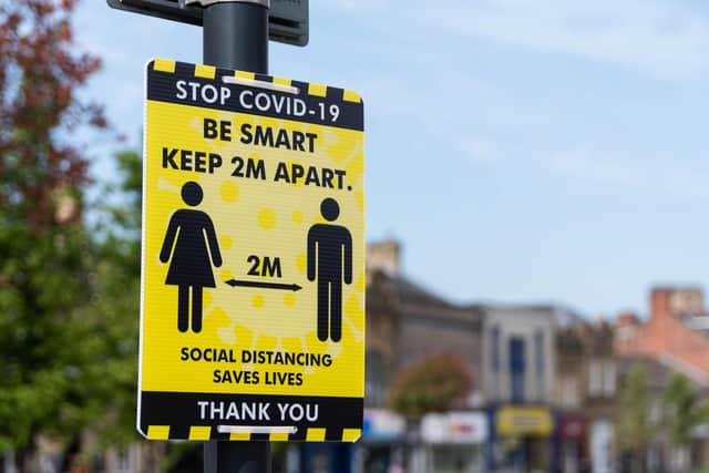 Social distancing guidance in Burnley town centre