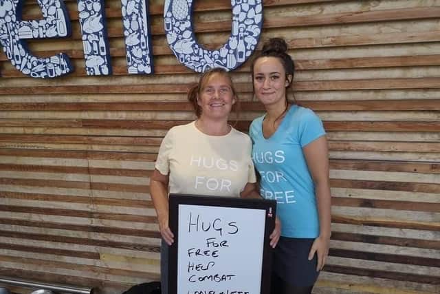Viven (left) and Katie,who launched Hugs for Free last year to help combat loneliness and isolation, are planning to walk Padiham Greenway to raise money for a friendship bench