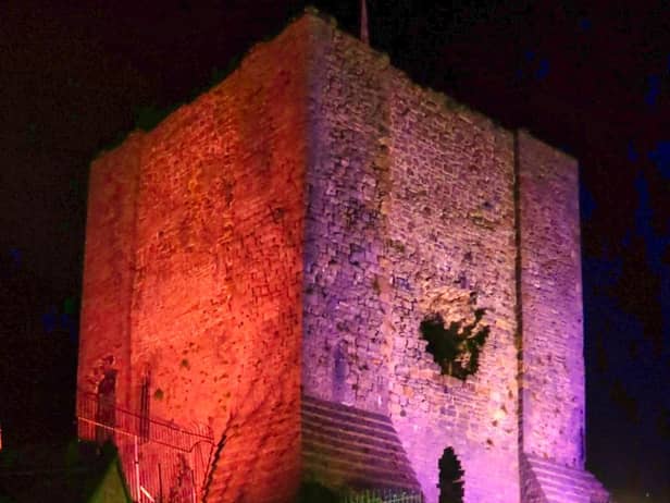 Clitheroe Castle turns purple for polio