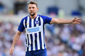 Dale Stephens of Brighton & Hove Albion gestures during the Premier League match between Brighton & Hove Albion and Burnley FC at American Express Community Stadium on September 14, 2019 in Brighton, United Kingdom. (Photo by Alex Broadway/Getty Images)
