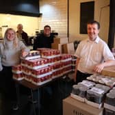 Pictured with some of their donations for the BFC in the Community foodbank are (from left to right) Emma Simpkin, Martyn Hunt, Coun. Andy Fewings and Andy Wight.