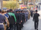 The Remembrance Sunday parade makes its way through Burnley town centre