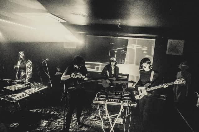 Working Men’s Club in the studio.  Photo by Piran Aston