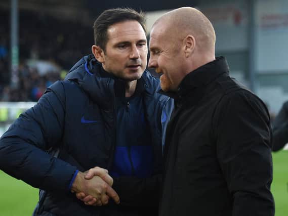 Burnley boss Sean Dyche greets Chelsea's Frank Lampard at Turf Moor
