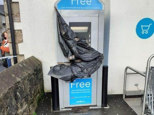The out-of-use cash machine as police investigate the attempted theft