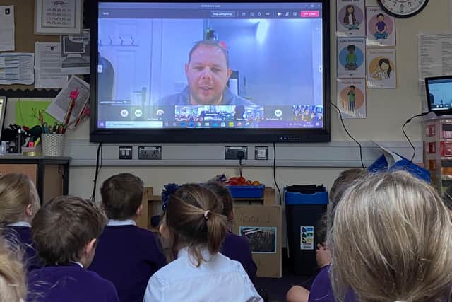 Burnley MP Antony Higginbotham is put through his paces by pupils at St Mary Magdalene's RC Primary School.