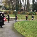 Remembrance Sunday commemorations in Padiham's Memorial Park yesterday (photo by Char Taylor)