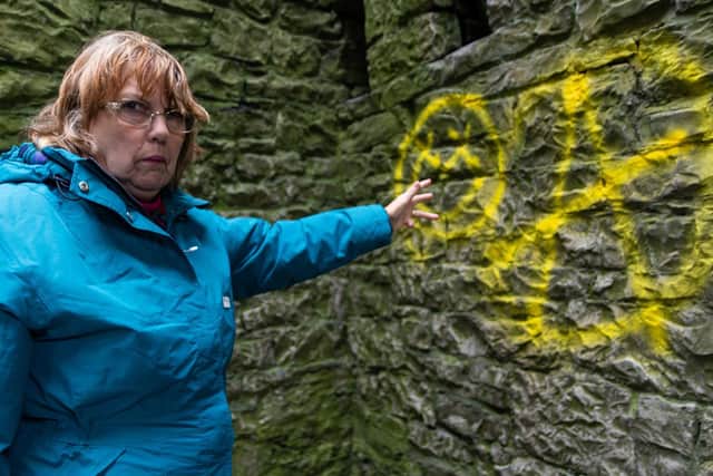 Coun. Mary Robinson is upset and angry after the vandals targeted Clitheroe Castle