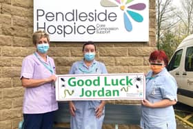 Snakes and spiders adorn the 'good luck' poster staff at Pendleside Hospice made for their ambassador Jordan North as he competes in TV reality show 'I'm A Celebrity..'