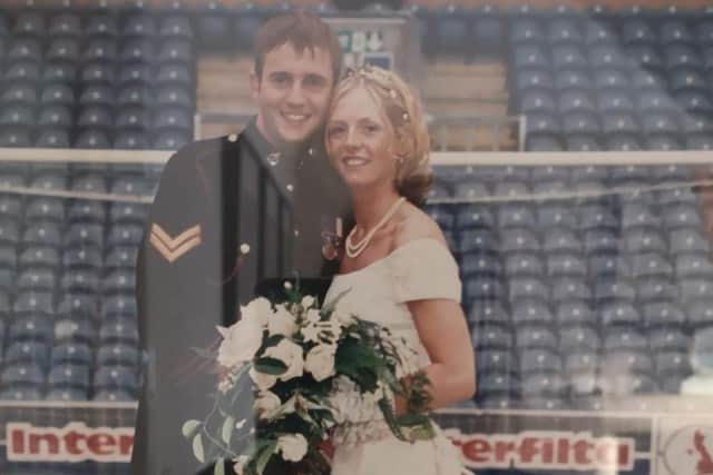 A fan for 44 years Kirsti Raynor Tatterall wed her husband Lee at Turf Moor