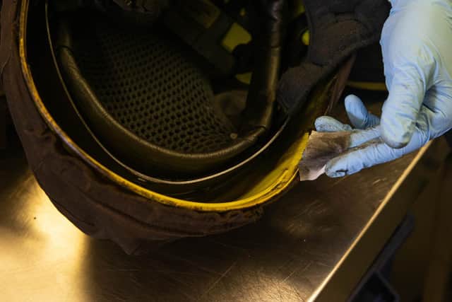 Toxins were even  found on the inside of a fire helmet